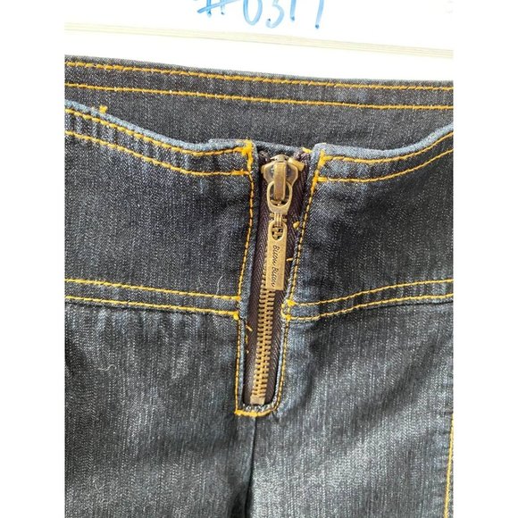 Bisou Bisou Womens Straight Leg Jeans Blue Stretch Stitching Dark Wash Denim 4 - Picture 3 of 8
